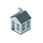 House with wireless signal icon