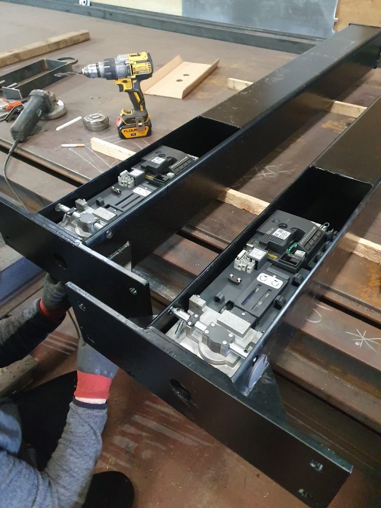Metal components with tools and equipment