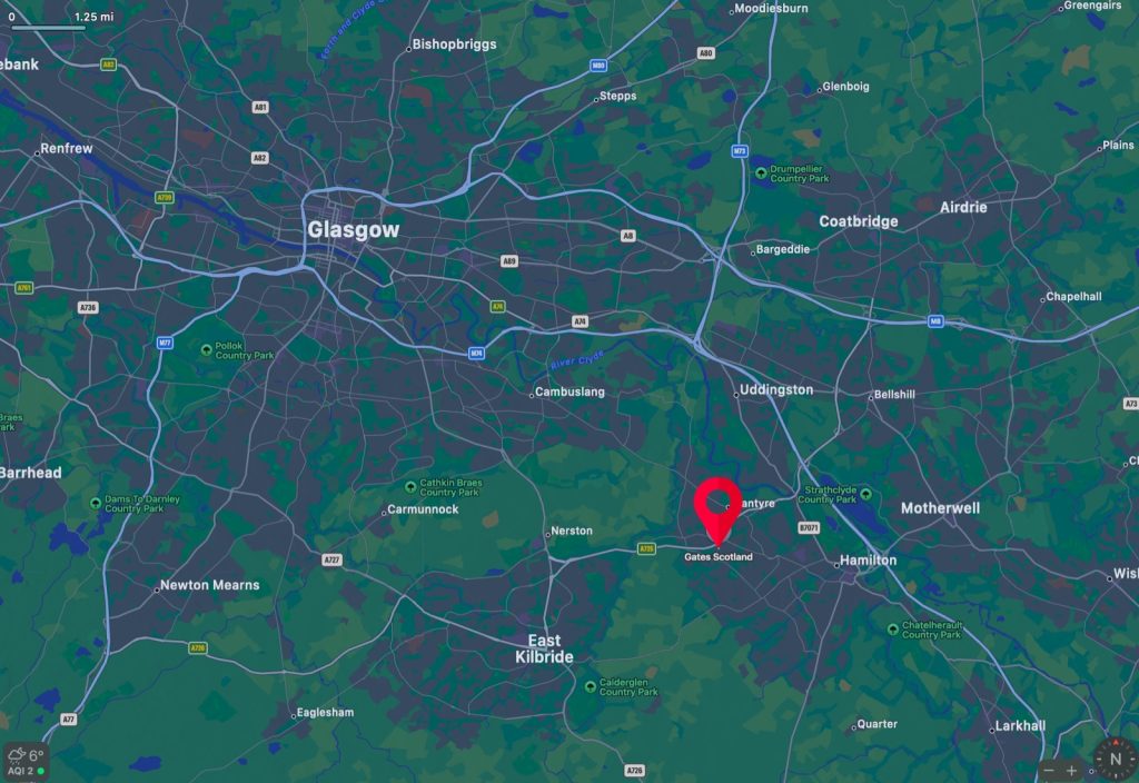 Map showing Gates Scotland location